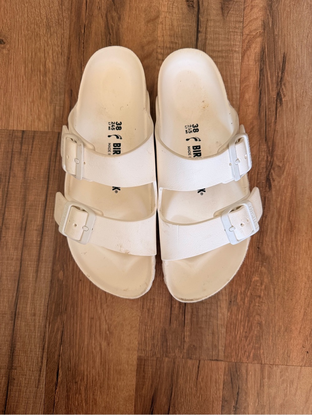 Birkenstock White Kids Double-Buckle Slide Sandals